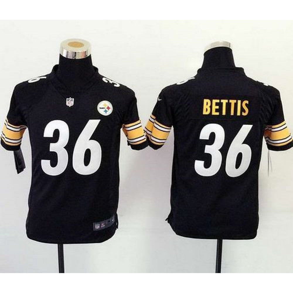Steelers #36 Jerome Bettis Black Team Color Youth Stitched NFL Elite Jersey 