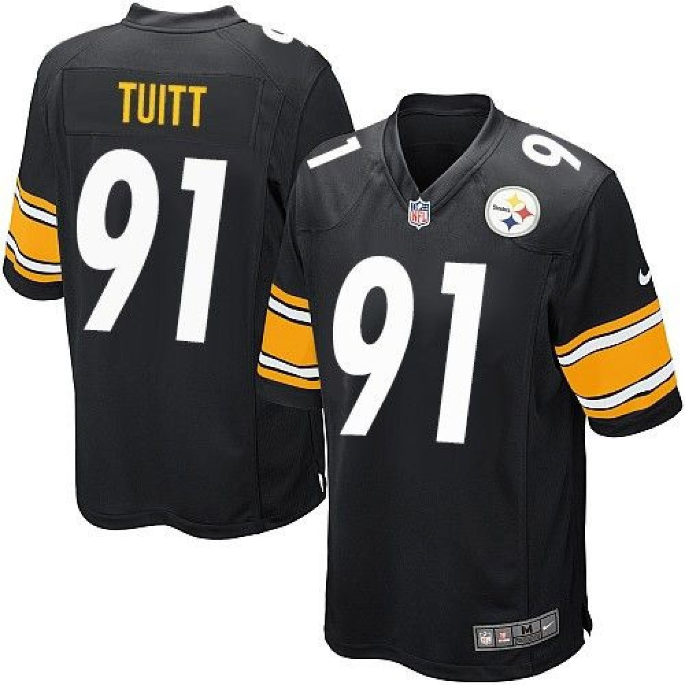 Steelers #91 Stephon Tuitt Black Team Color Youth Stitched NFL Elite Jersey 
