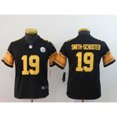 Youth Pittsburgh Steelers #19 JuJu Smith-Schuster Black Limited Rush NFL Stitched Jersey 