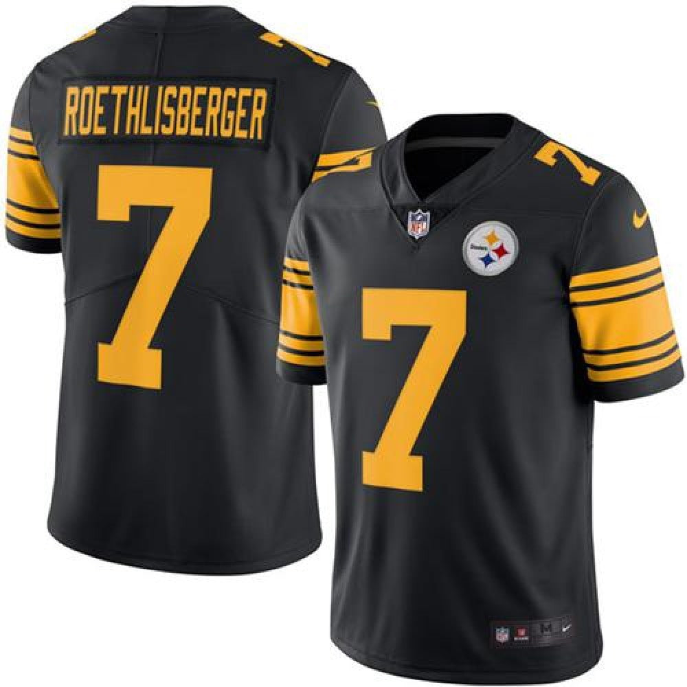 Steelers #7 Ben Roethlisberger Black Youth Stitched NFL Limited Rush Jersey 