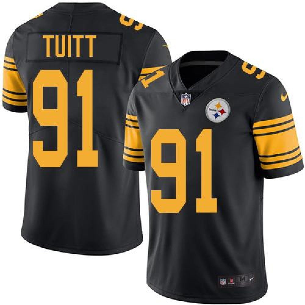 Steelers #91 Stephon Tuitt Black Youth Stitched NFL Limited Rush Jersey 