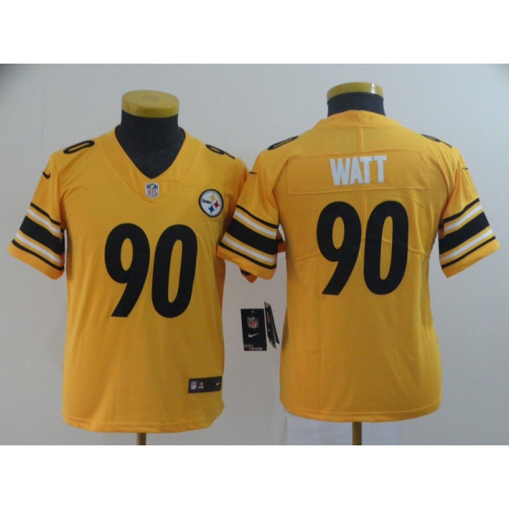 Youth Pittsburgh Steelers #90 T. J. Watt 2019 Gold Inverted Legend Stitched NFL Jersey 