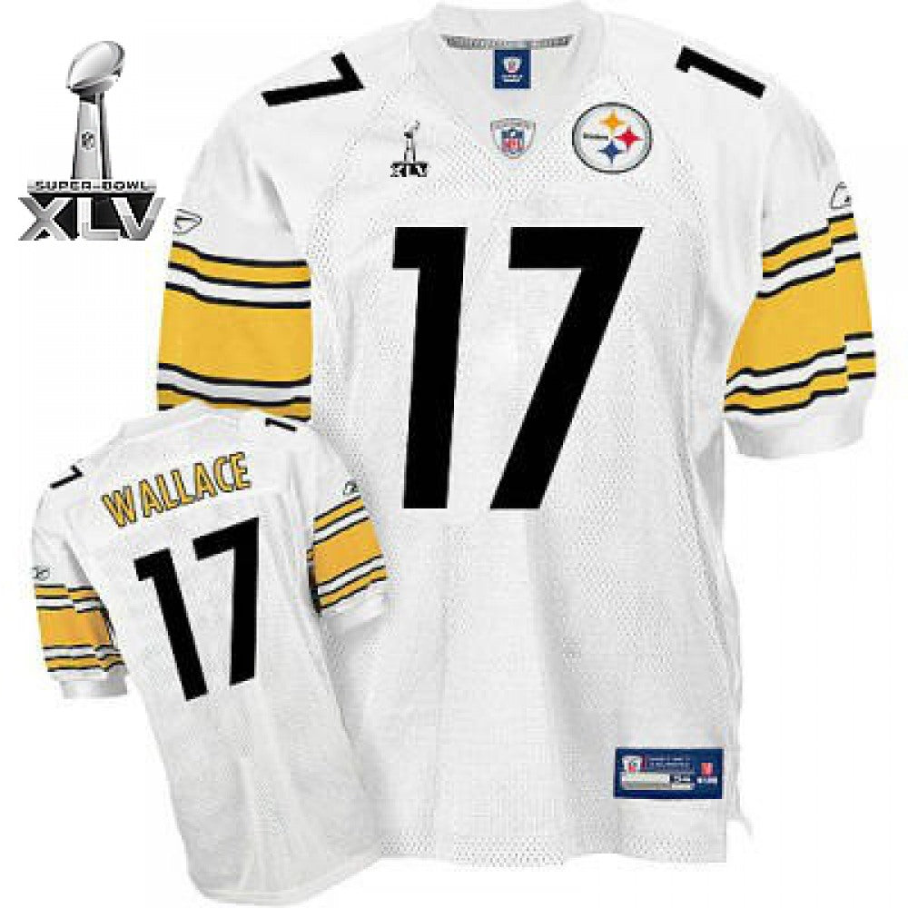 Steelers #17 Mike Wallace White Super Bowl XLV Stitched Youth NFL Jersey 