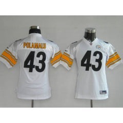 Steelers #43 Troy Polamalu White Stitched Youth NFL Jersey 