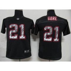 Sideline Black United 49ers #21 Frank Gore Black Stitched Youth NFL Jersey 