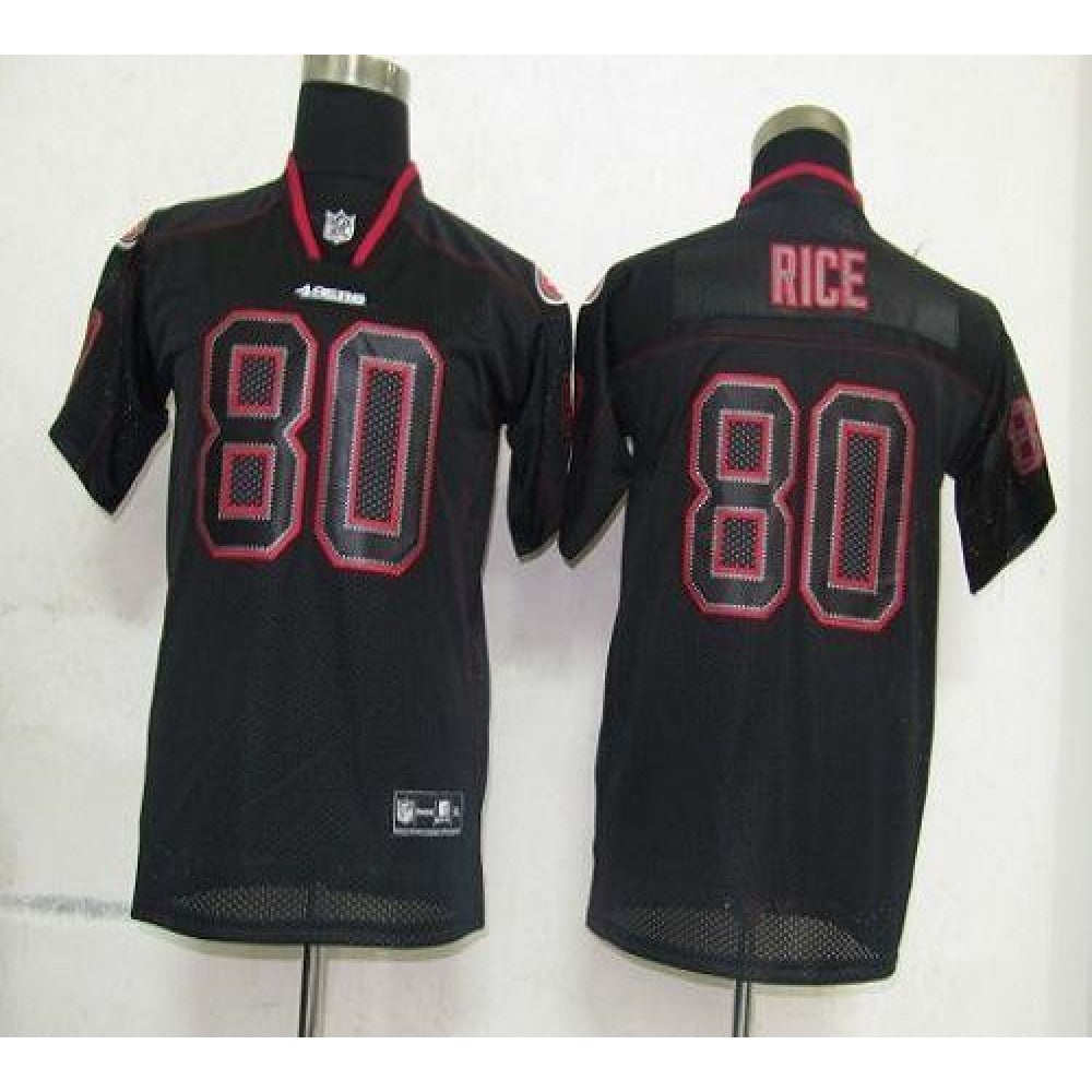 49ers #80 Jerry Rice Lights Out Black Stitched Youth NFL Jersey 