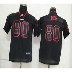 49ers #80 Jerry Rice Lights Out Black Stitched Youth NFL Jersey 