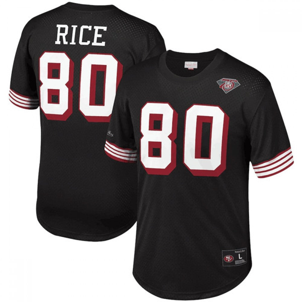 Youth NFL San Francisco 49ers #80 Jerry Rice Black Mitchell & Ness Stitched Neck Top Jersey 