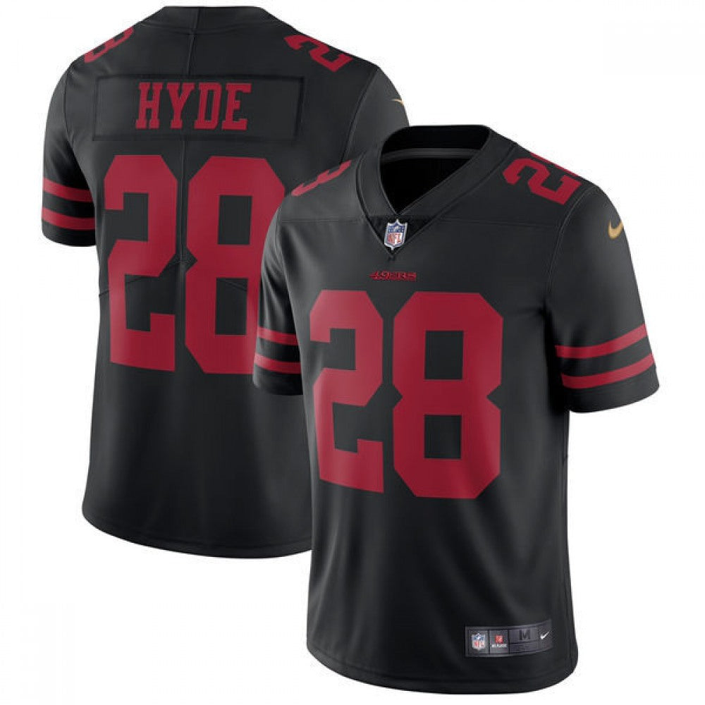 Youth San Francisco 49ers #28 Carlos Hyde Black Vapor Untouchable Limited Stitched NFL Jersey 