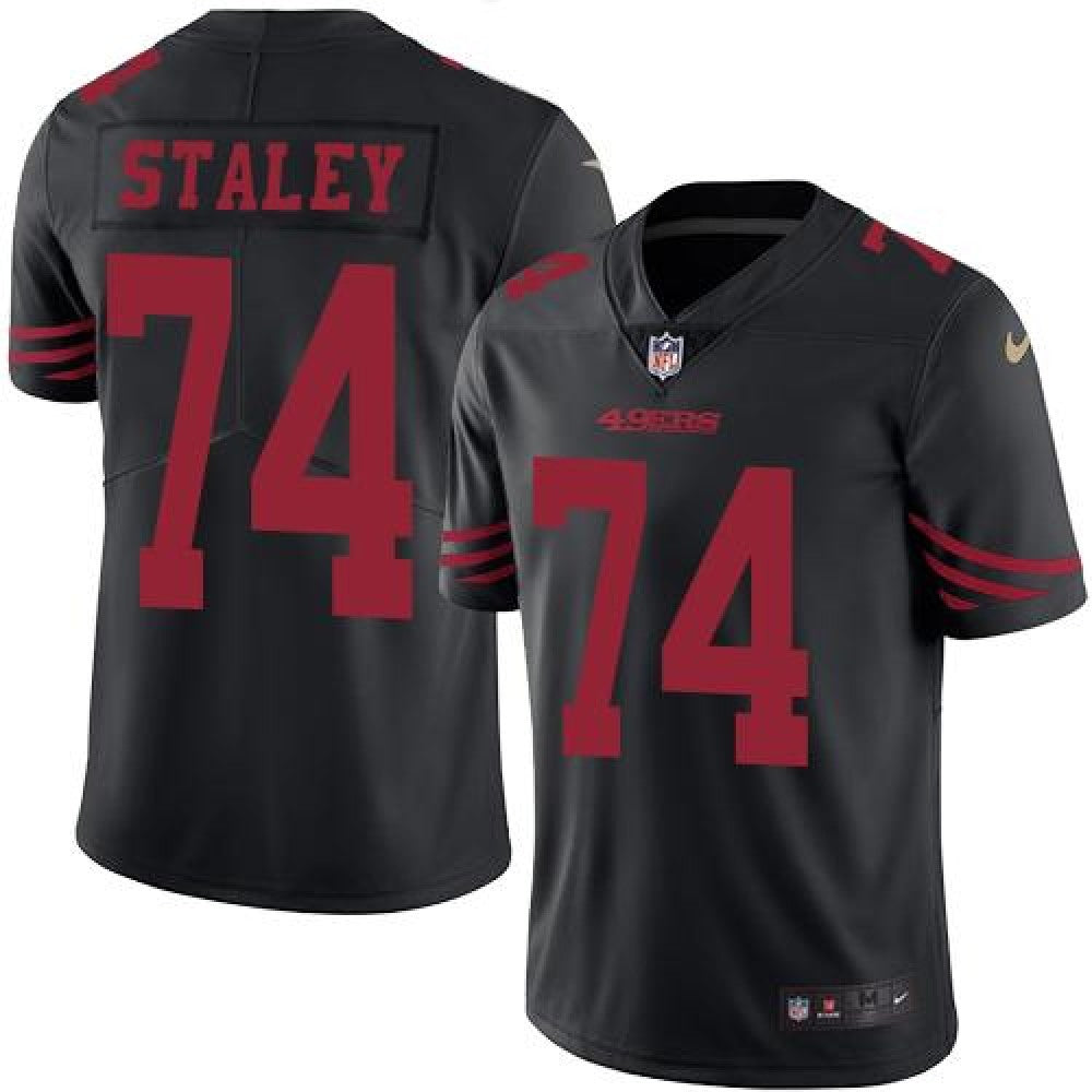 49ers #74 Joe Staley Black Youth Stitched NFL Limited Rush Jersey 