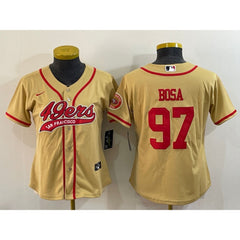 Youth San Francisco 49ers #97 Nick Bosa Gold With Patch Cool Base Stitched Baseball Jersey 