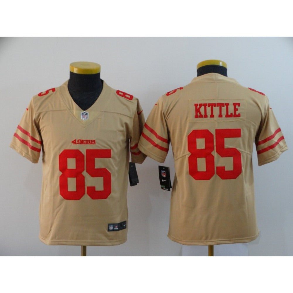 Youth San Francisco 49ers #85 George Kittle Gold Inverted Legend Stitched Jersey 