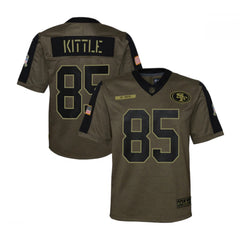 Youth San Francisco 49ers #85 George Kittle 2021 Olive Salute To Service Limited Stitched Jersey 