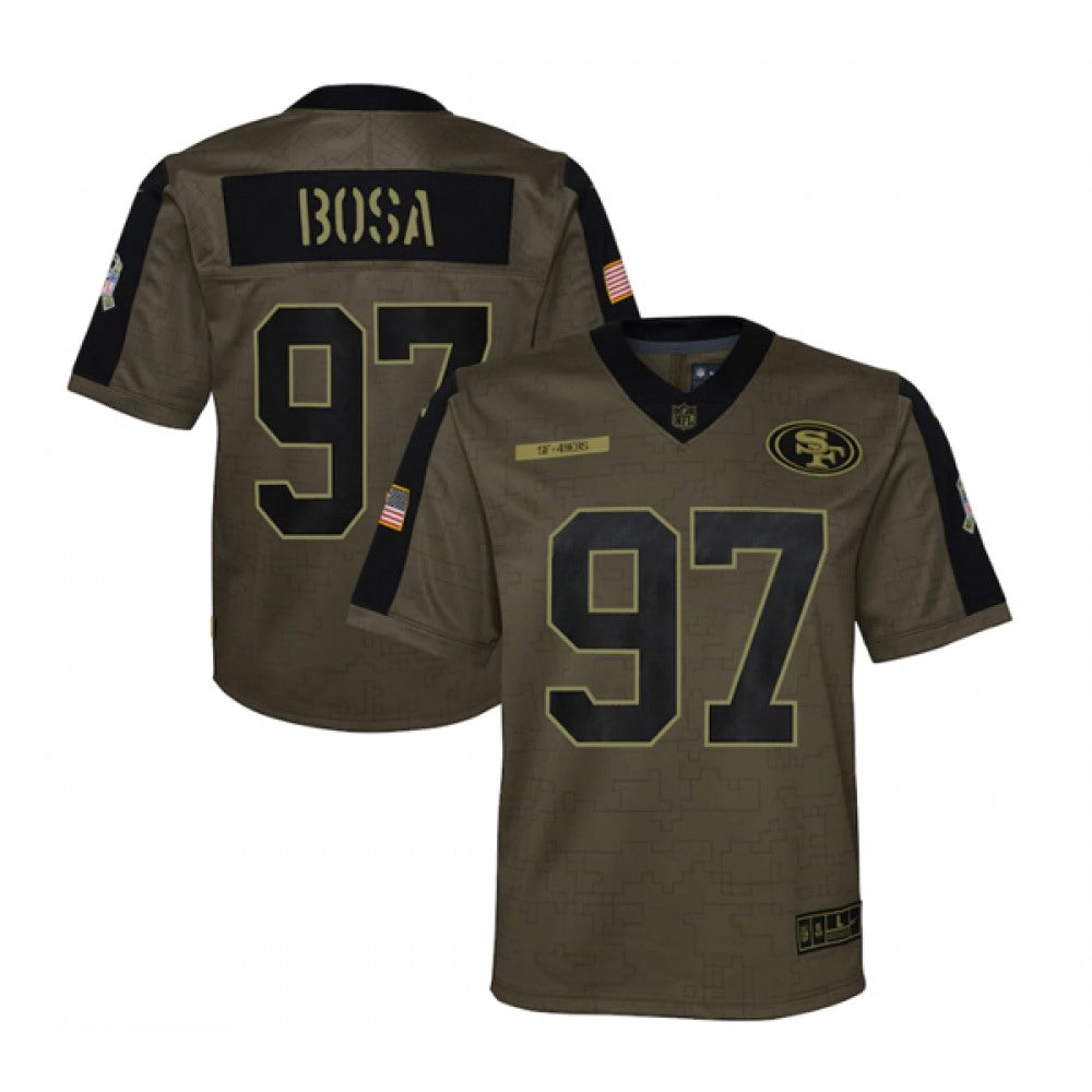 Youth San Francisco 49ers #97 Nick Bosa 2021 Olive Salute To Service Limited Stitched Jersey 