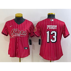 Youth San Francisco 49ers #13 Brock Purdy New Red With Patch Cool Base Stitched Baseball Jersey 