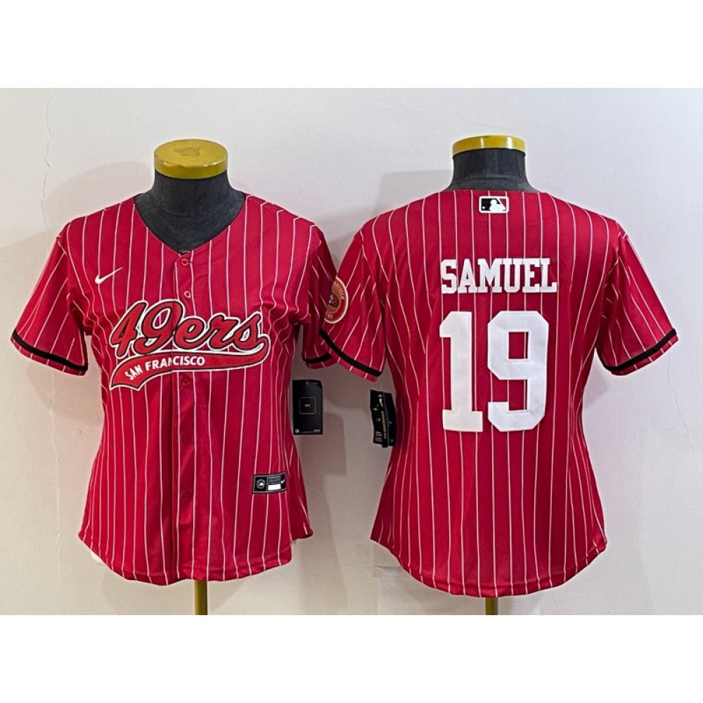 Youth San Francisco 49ers #19 Deebo Samuel Red With Patch Cool Base Stitched Baseball Jersey 