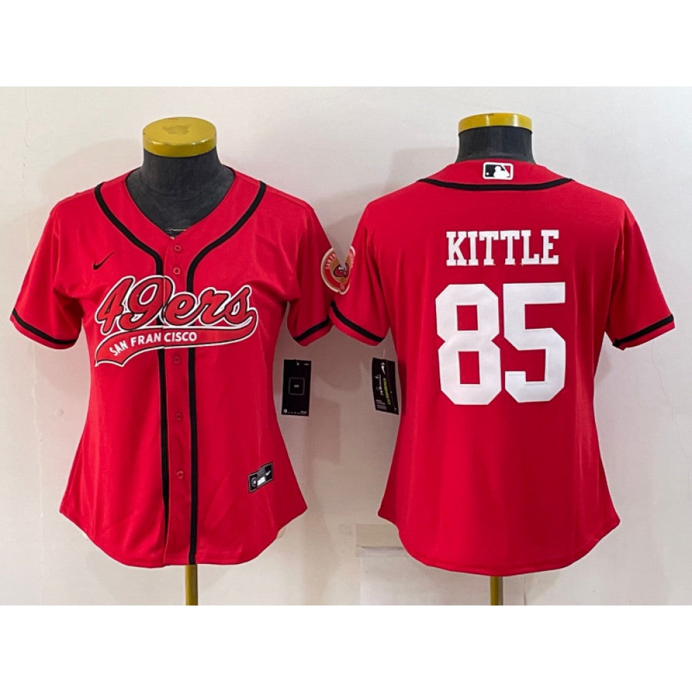 Youth San Francisco 49ers #85 George Kittle Red With Patch Cool Base Stitched Baseball Jersey 