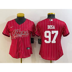 Youth San Francisco 49ers #97 Nick Bosa Red With Patch Cool Base Stitched Baseball Jersey 