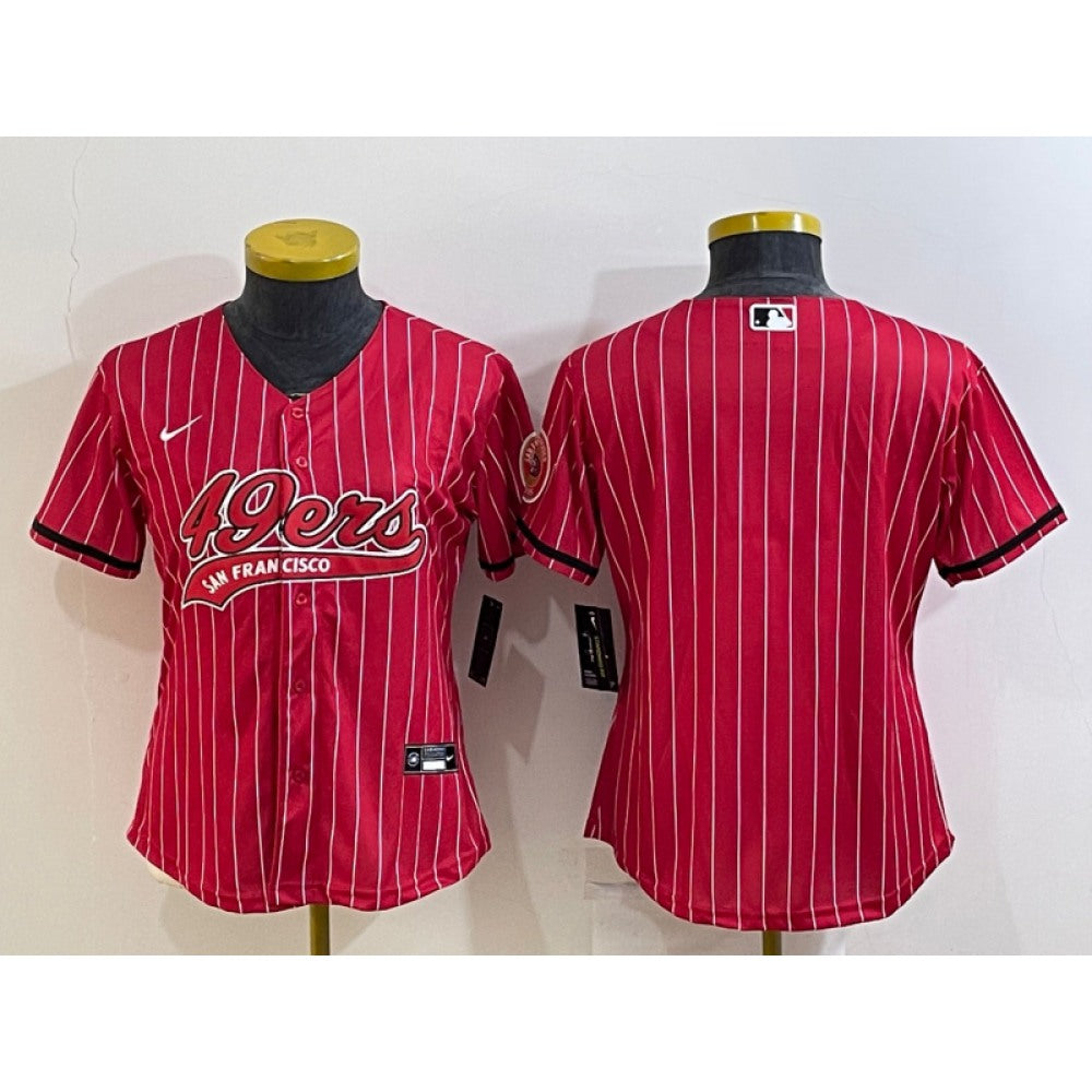 Youth San Francisco 49ers Blank Red With Patch Cool Base Stitched Baseball Jersey 