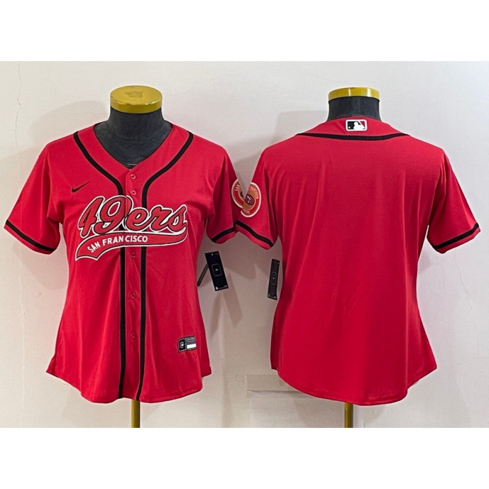 Youth San Francisco 49ers Blank Red With Patch Cool Base Stitched Baseball Jersey 