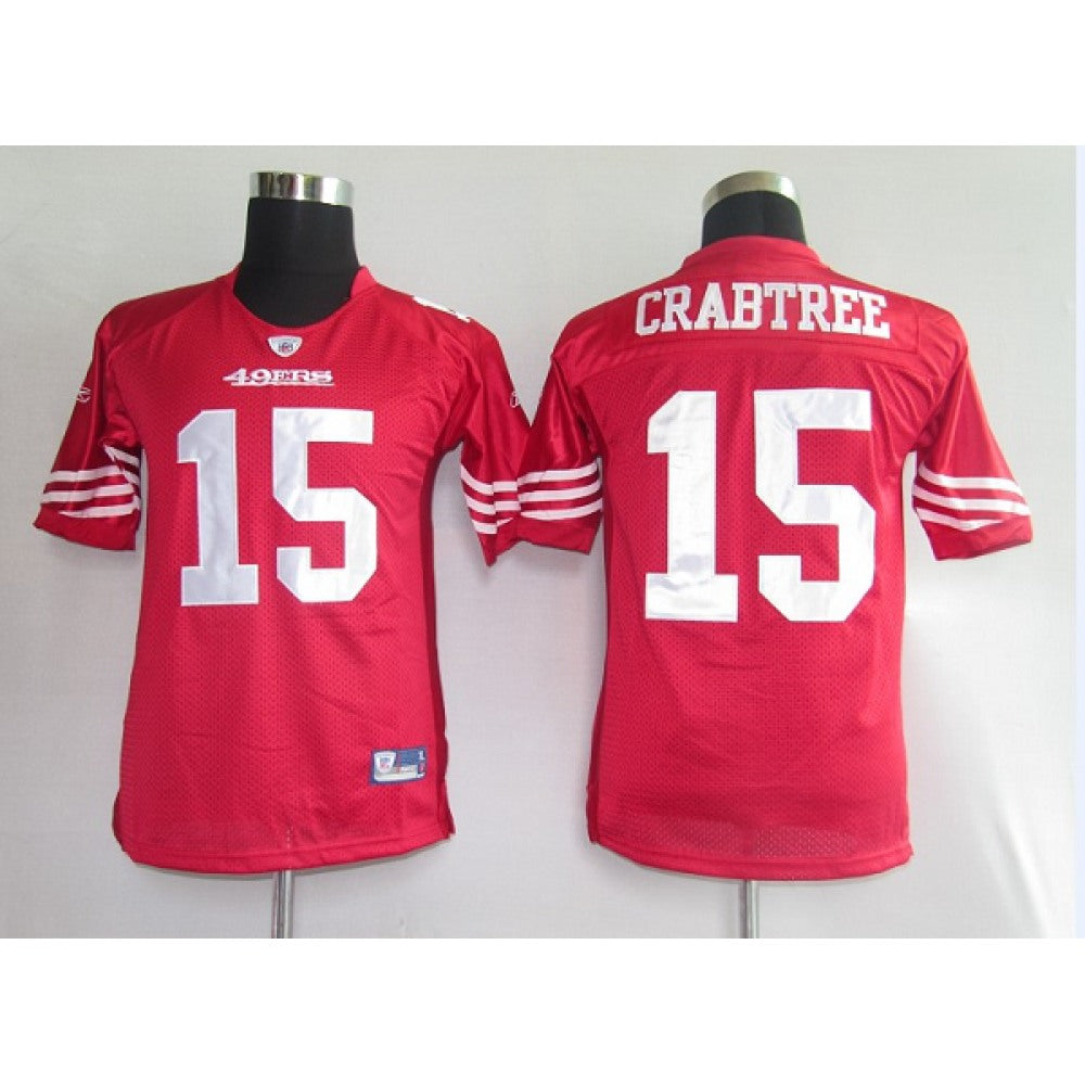 49ers #15 Michael Crabtree Red Stitched Youth NFL Jersey 
