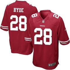 49ers #28 Carlos Hyde Red Team Color Youth Stitched NFL Elite Jersey 