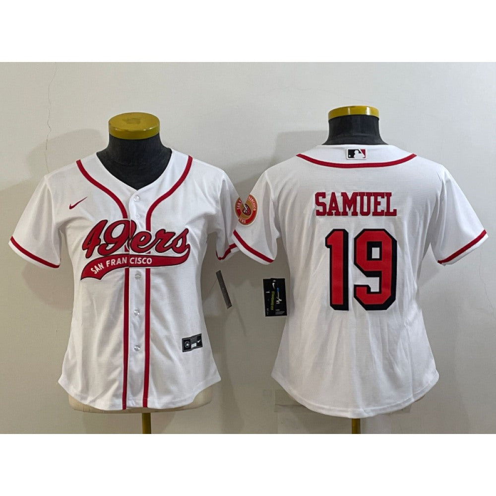 Youth San Francisco 49ers #19 Deebo Samuel New White With Patch Cool Base Stitched Baseball Jersey 