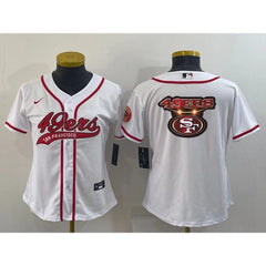 Youth San Francisco 49ers White Team Big Logo With Patch Cool Base Stitched Baseball Jersey 