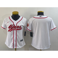 Youth San Francisco 49ers Blank White With Patch Cool Base Stitched Baseball Jersey 