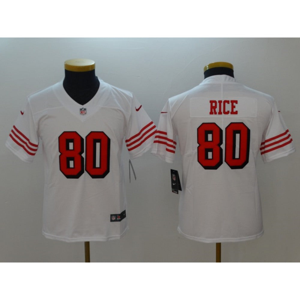 Youth NFL San Francisco 49ers #80 Jerry Rice White Vapor Untouchable Limited Stitched Jersey 