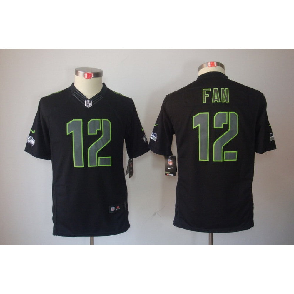 Youth Seattle Seahawks #12 Fan Black 2018 Impact Limited Stitched NFL Jersey 