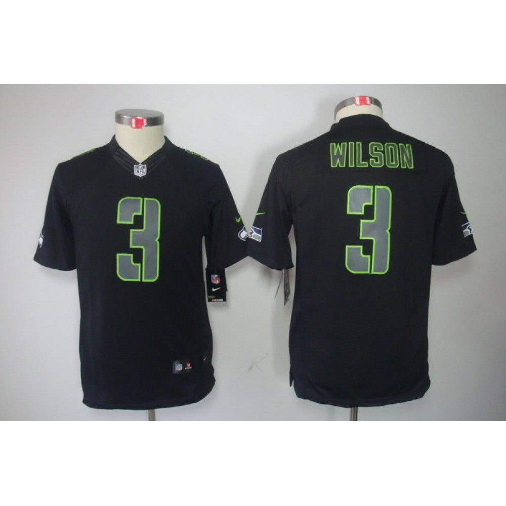 Youth Seattle Seahawks #3 Russell Wilson Black 2018 Impact Limited Stitched NFL Jersey 