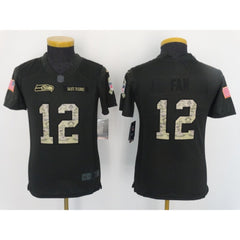 Youth Seattle Seahawks #12 Fan Black Salute to Service Limited Stitched NFL Jersey 