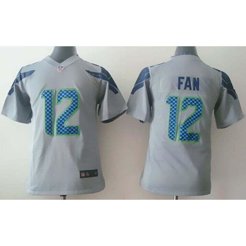 Seahawks #12 Fan Grey Alternate Youth Stitched NFL Elite Jersey 