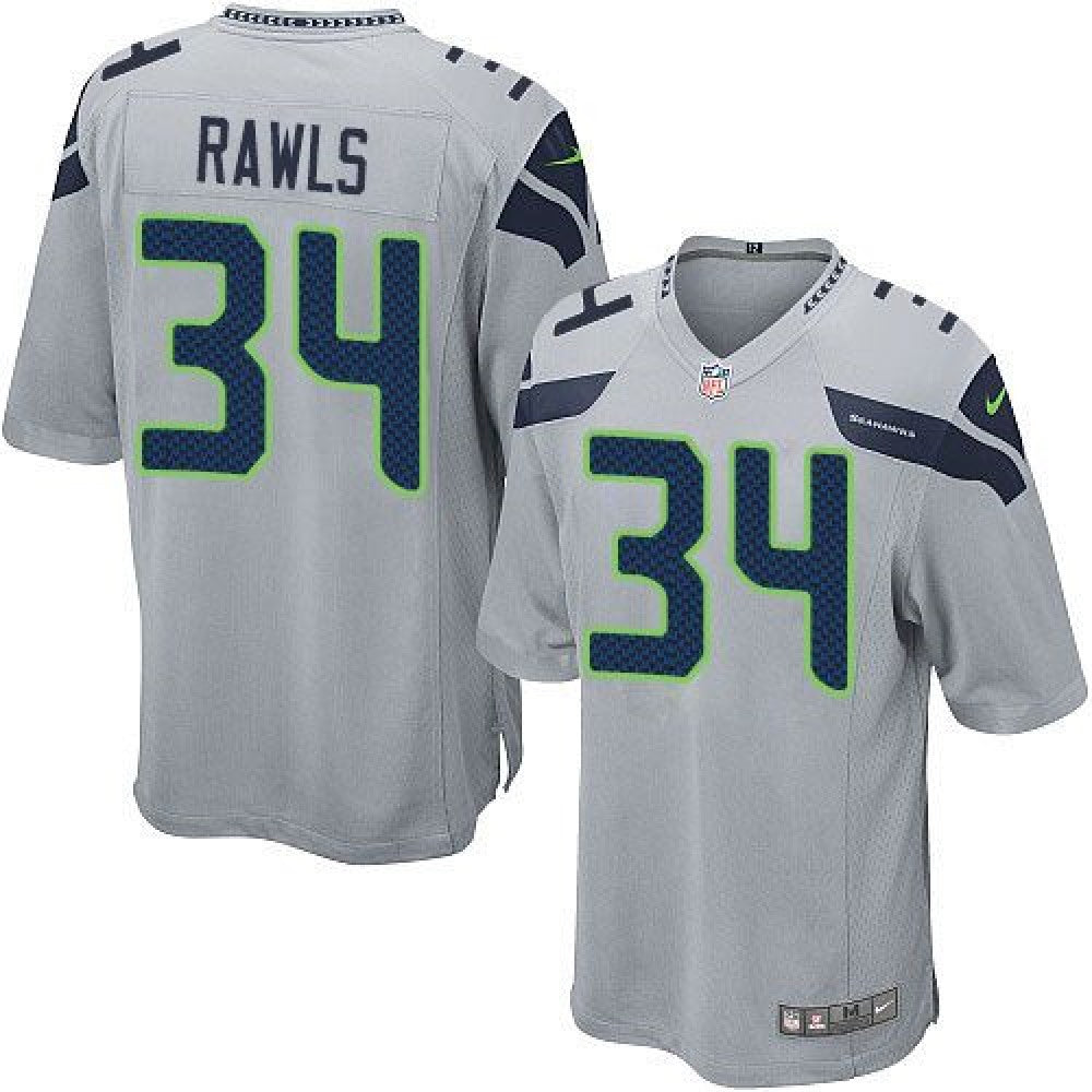 Seahawks #34 Thomas Rawls Grey Alternate Youth Stitched NFL Elite Jersey 