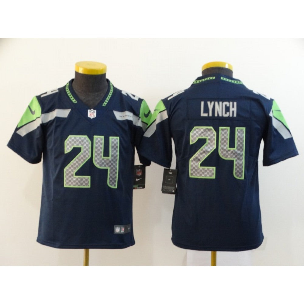 Youth Seattle Seahawks #24 Marshawn Lynch Navy Vapor Untouchable L Limited Stitched NFL Jersey 