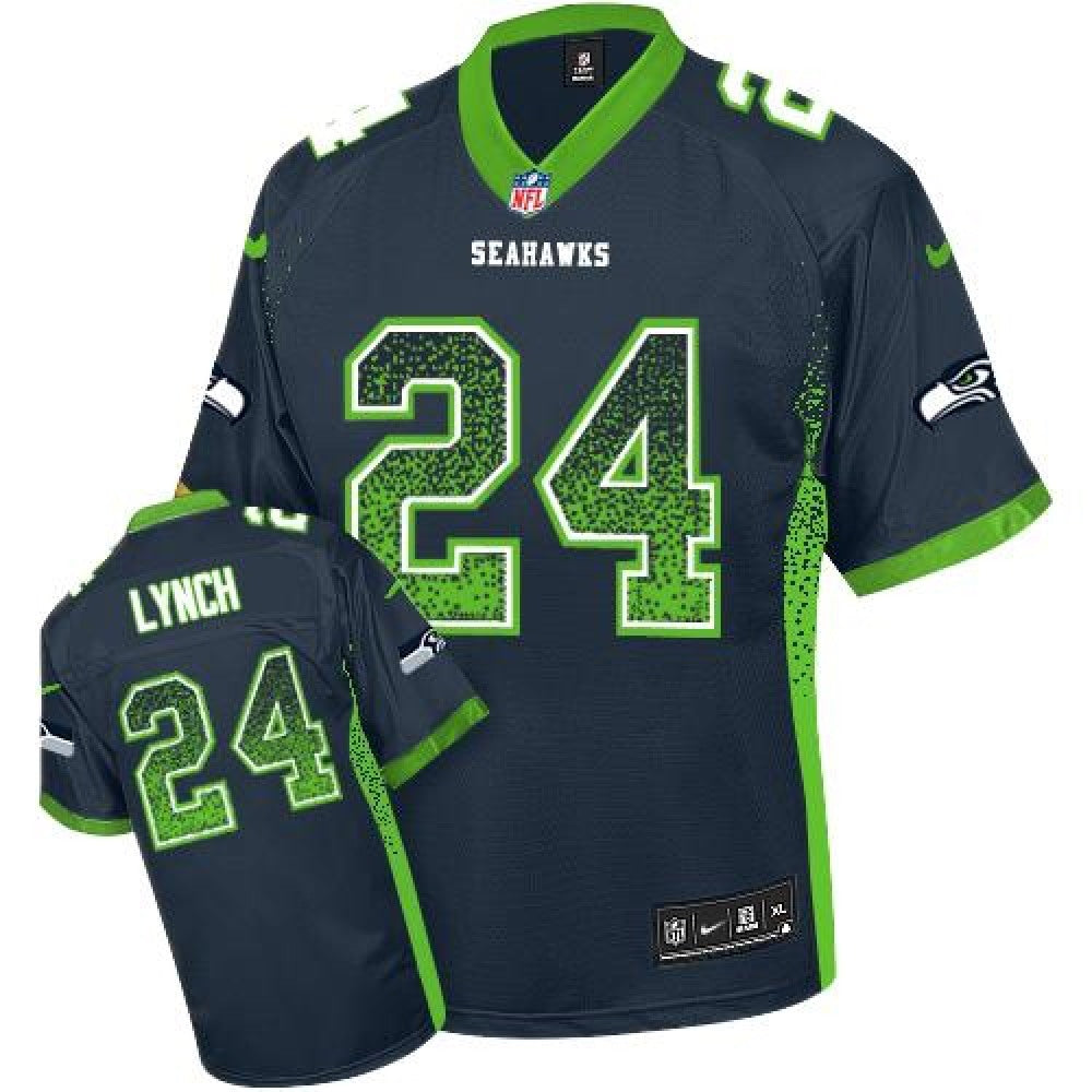 Seahawks #24 Marshawn Lynch Steel Blue Team Color Youth Stitched NFL Elite Drift Fashion Jersey 