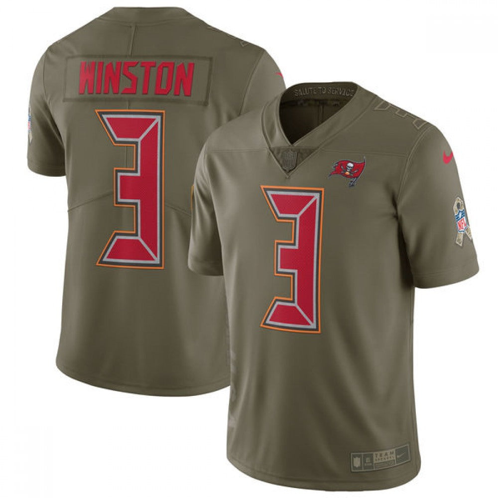 Youth Tampa Bay Buccaneers #3 Jameis Winston Olive Salute to Service Limited Stitched NFL Jersey 