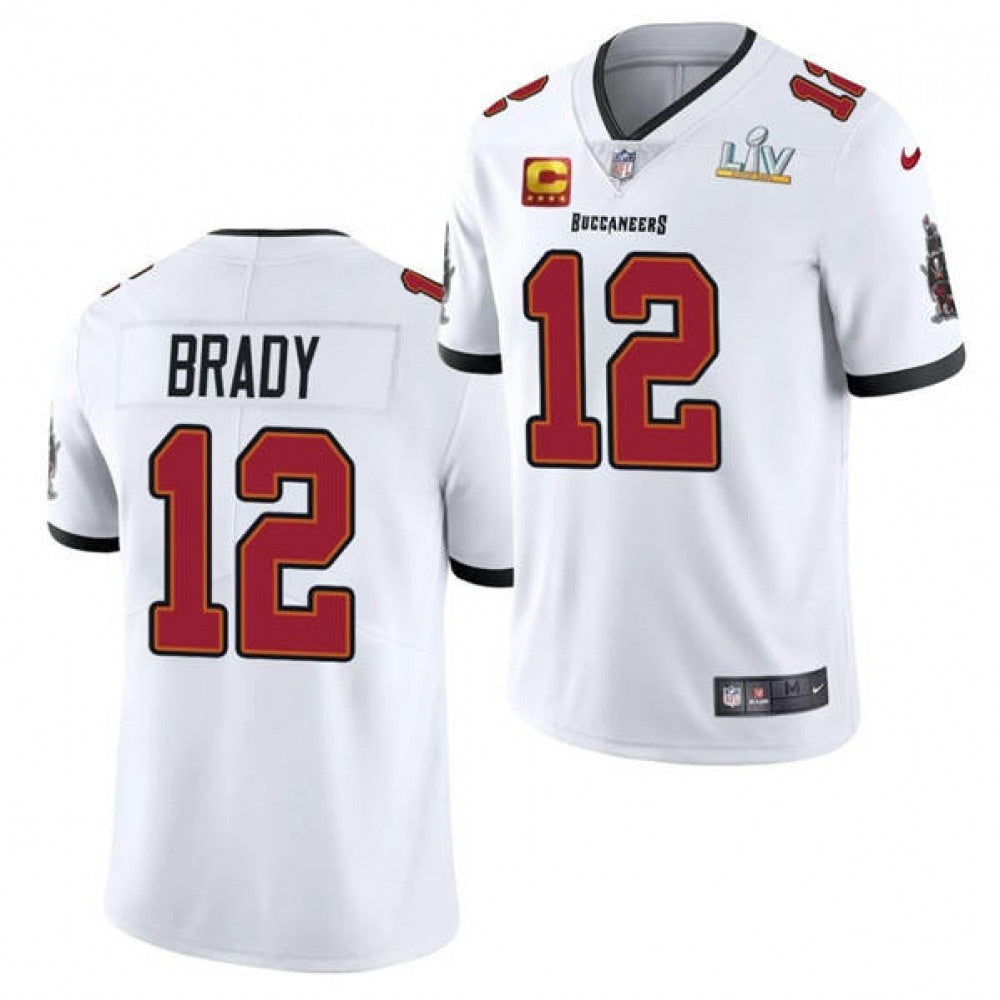Youth Tampa Bay Buccaneers #12 Tom Brady White 2021 Super Bowl LV C patch Limited Stitched NFL Jersey 