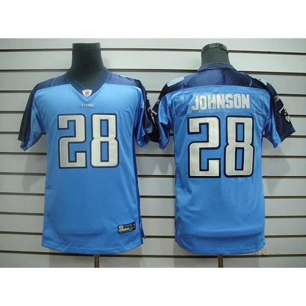 Titans #28 Chris Johnson Baby Blue Stitched Youth NFL Jersey 