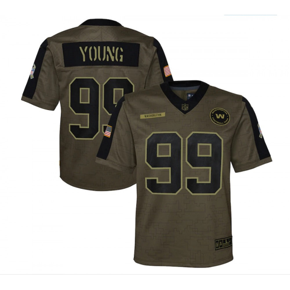 Youth Washington Football Team #99 Chase Young 2021 Olive Salute To Service Limited Stitched Jersey 
