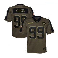 Youth Washington Football Team #99 Chase Young 2021 Olive Salute To Service Limited Stitched Jersey 