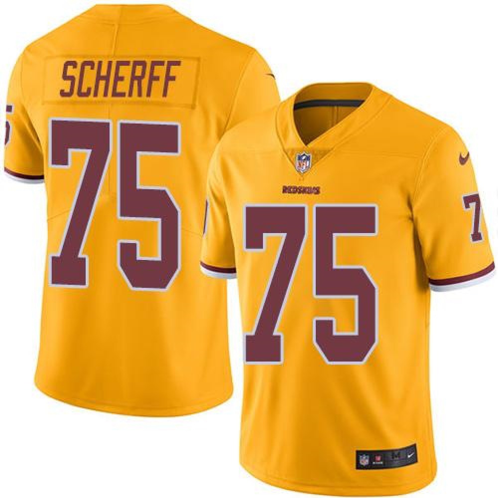 Redskins #75 Brandon Scherff Gold Youth Stitched NFL Limited Rush Jersey 