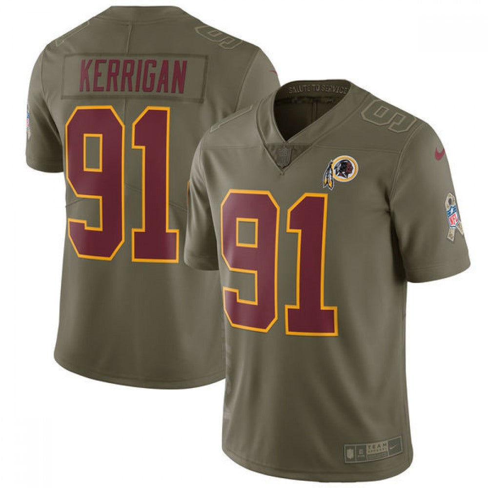 Youth Washington Redskins #91 Ryan Kerrigan Olive Salute to Service Limited Stitched NFL Jersey 