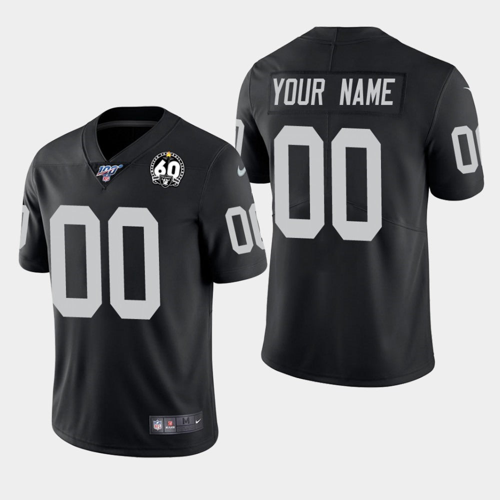 Youth Las Vegas Raiders Customized Black 100th Season With 60 Patch Vapor Untouchable Stitched NFL Jersey 