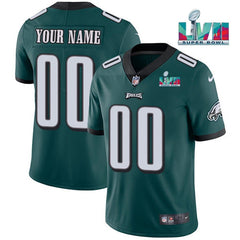 Youth Philadelphia Eagles Active Player Custom Green Super Bowl LVII Patch Vapor Untouchable Limited Stitched Football Jersey 