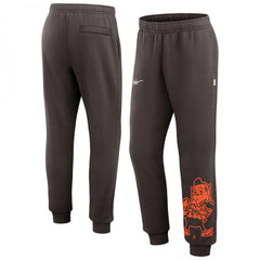 Men's Cleveland Browns Brown Chop Block Fleece Sweatpants 01 