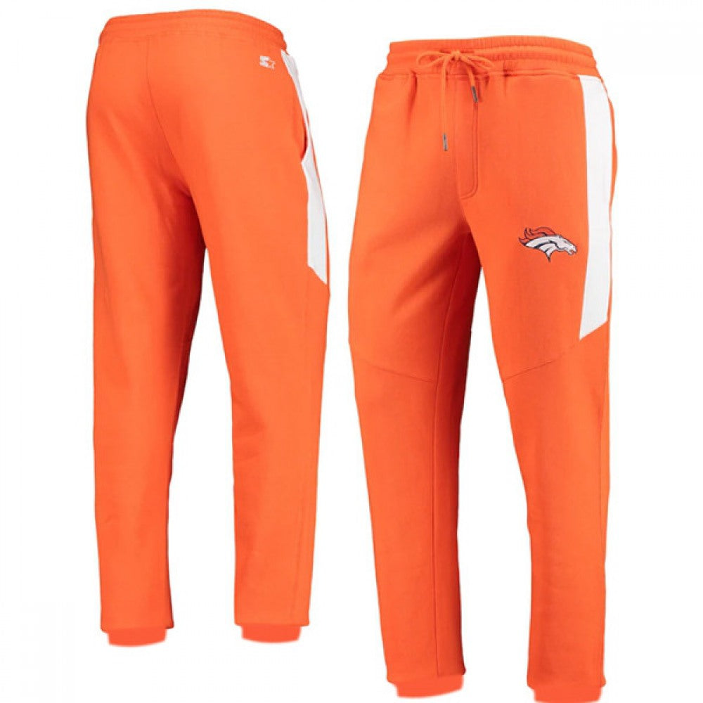 Men's Denver Broncos Starter Orange/White Goal Post Fleece Pants 