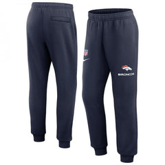 Men's Denver Broncos Navy Chop Block Fleece Sweatpants 