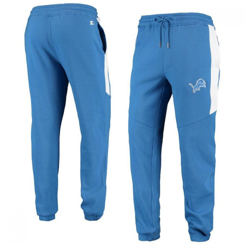 Men's Detroit Lions Starter Blue/White Goal Post Fleece Pants 